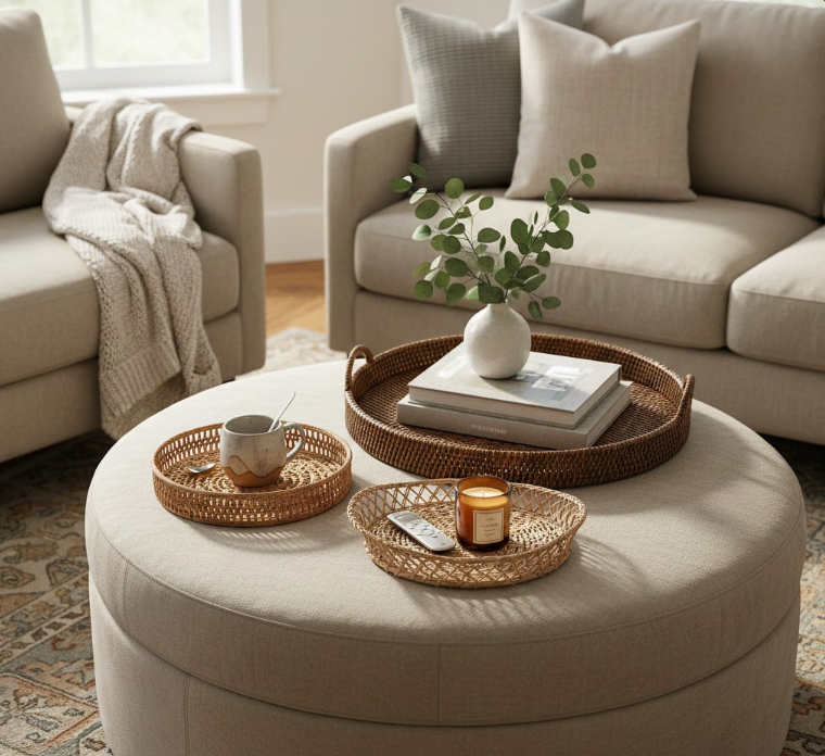 Woven Trays for Ottomans