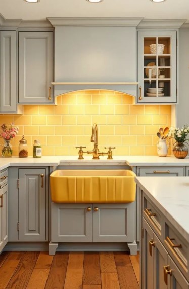 Yellow Apron Front Sink