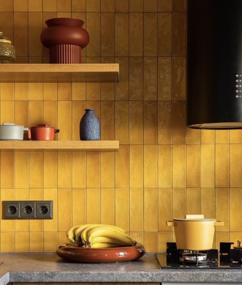 Yellow Ceramic Tile Counter Edging