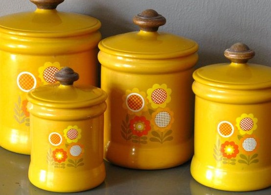 Yellow Vintage Canisters
